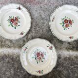 Set of 3 plates with sarreguemines floral motif