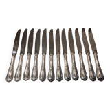 12 couteaux de table en métal argenté orfèvre Christofle Marly