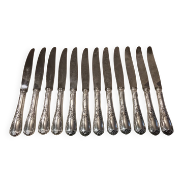 12 silver-plated table knives by Christofle Marly, 24.6cm