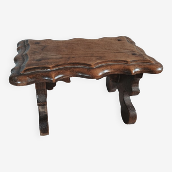 Wooden footrest stool, folk art craft