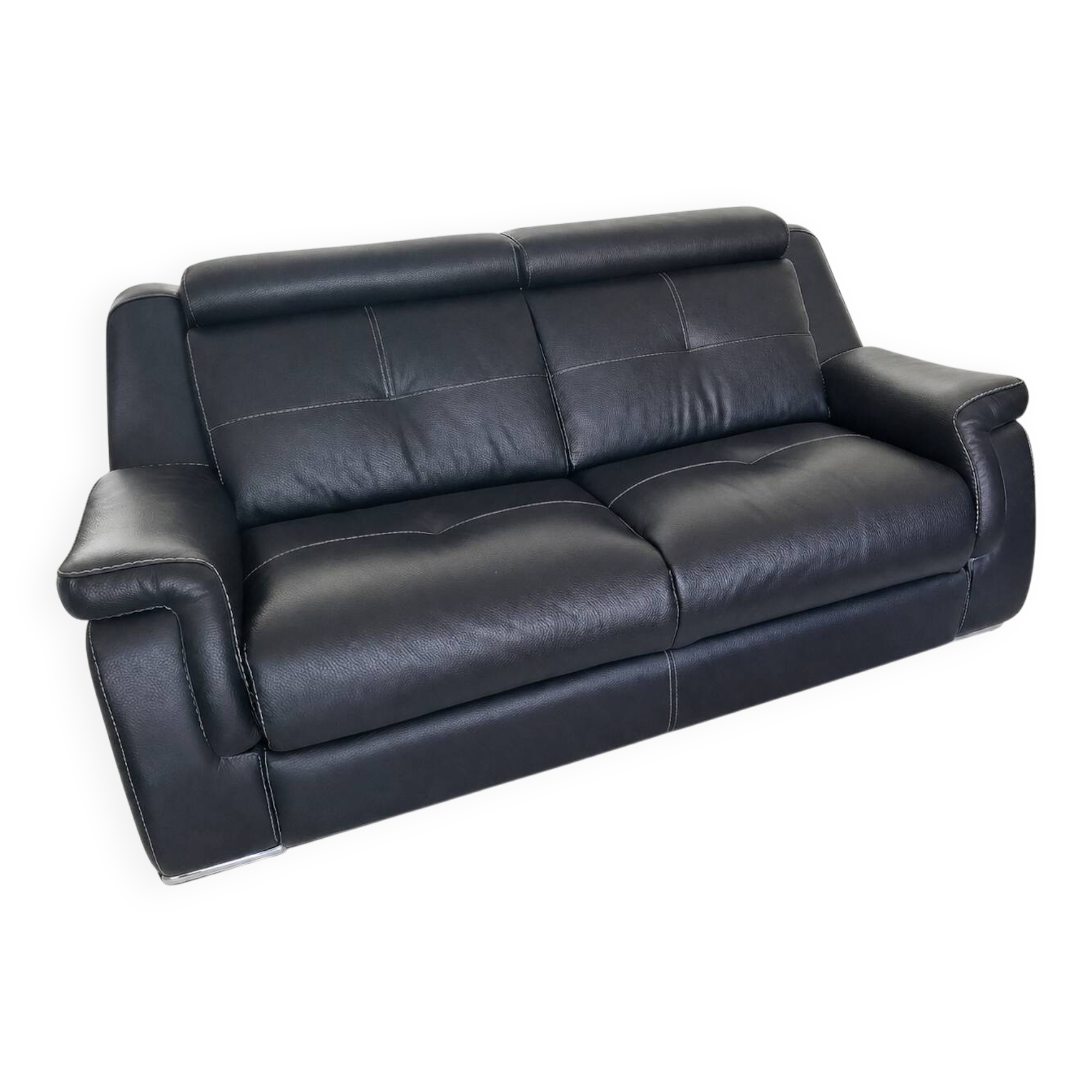 Contemporary black leather sofa