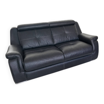 Contemporary black leather sofa