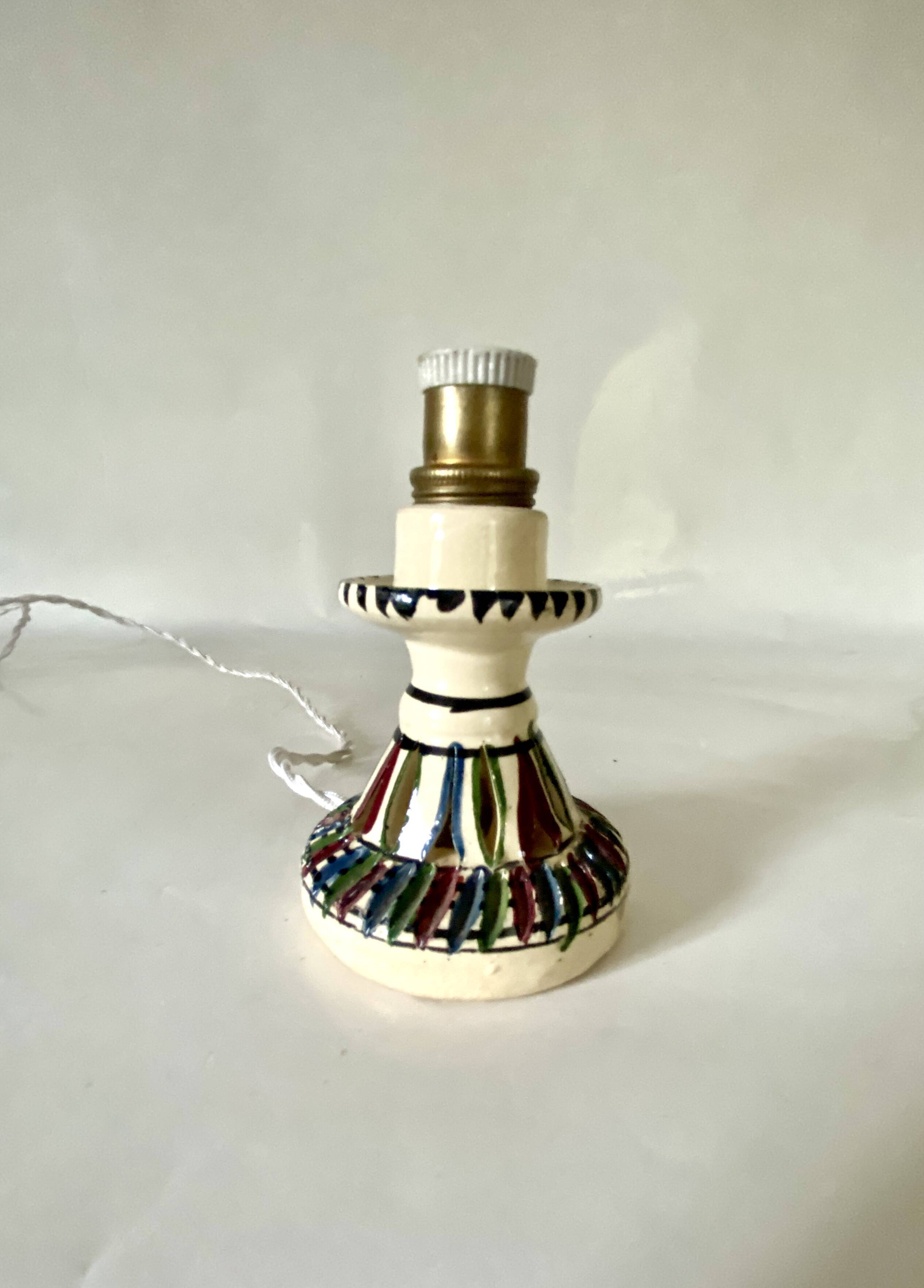 Mini ceramic lamp, braided fabric cable