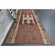 Vintage Turkish Oushak handmade wool cotton brown runner rug 168x395