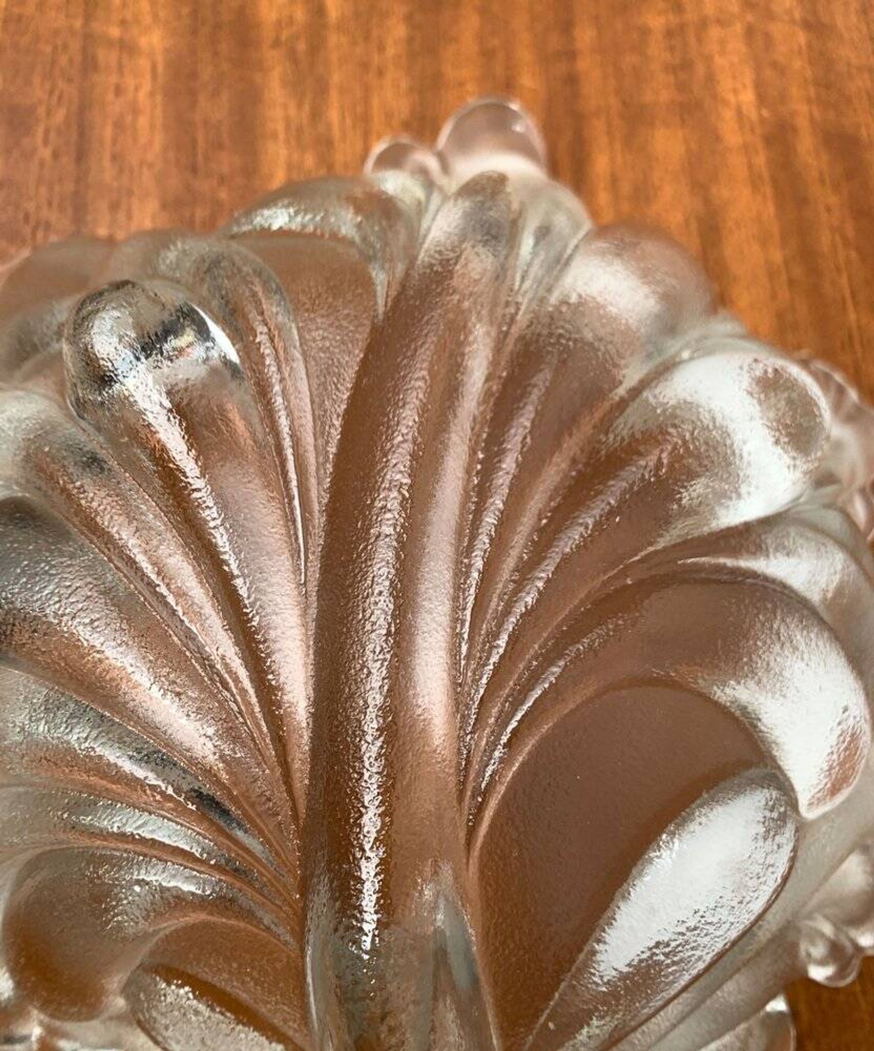 Heavy vintage German floral glass bowl by Walther Glas, 1970s.