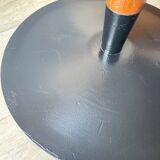Vintage round mushroom table in wood and glass, 1970s