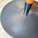 Vintage round mushroom table in wood and glass, 1970s