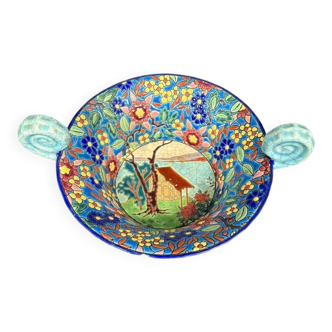Longwy : coupe ou vide poche en émaux polychromes cloisonnés