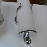 Pair of Delmas opaline and chrome wall lights from the 70s