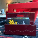 Magazine holder 70s plexiglass burgundy