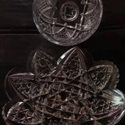 Beurrier ancien en verre taillé