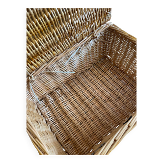 Wicker suitcase imitation leather