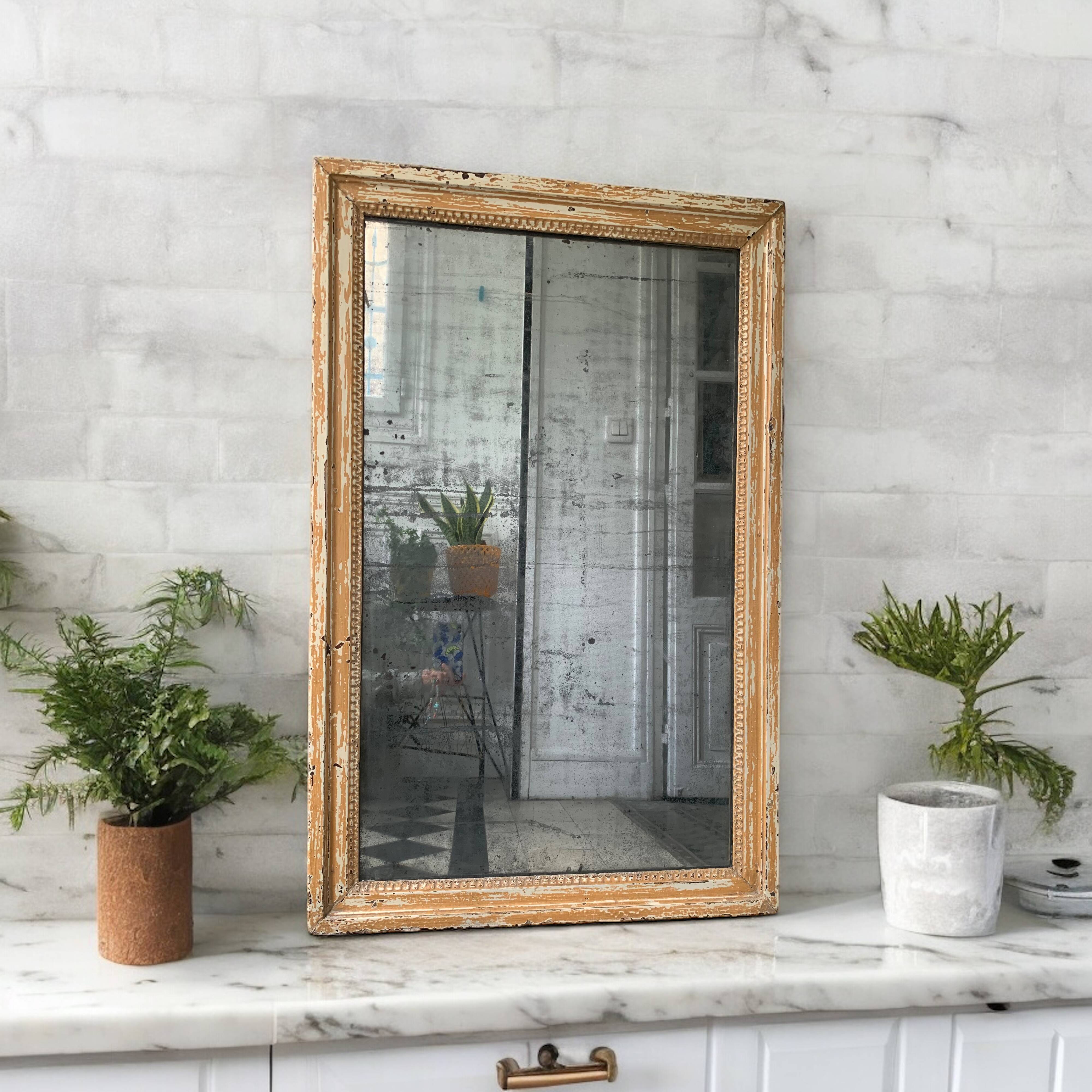 19th century mercury mirror patinated trumeau