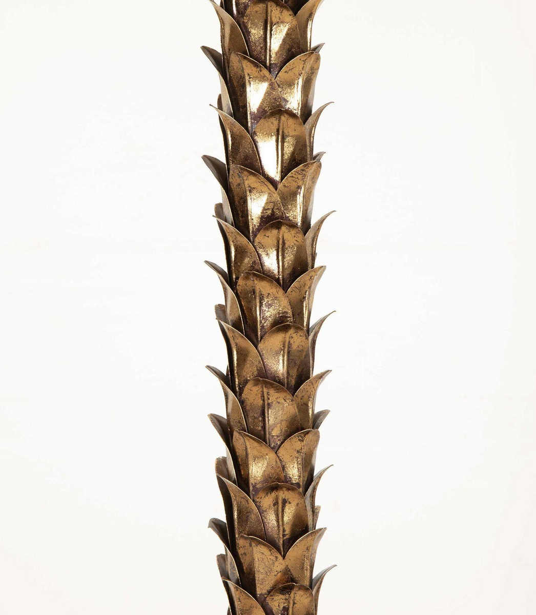 70s golden metal palm tree floor lamp