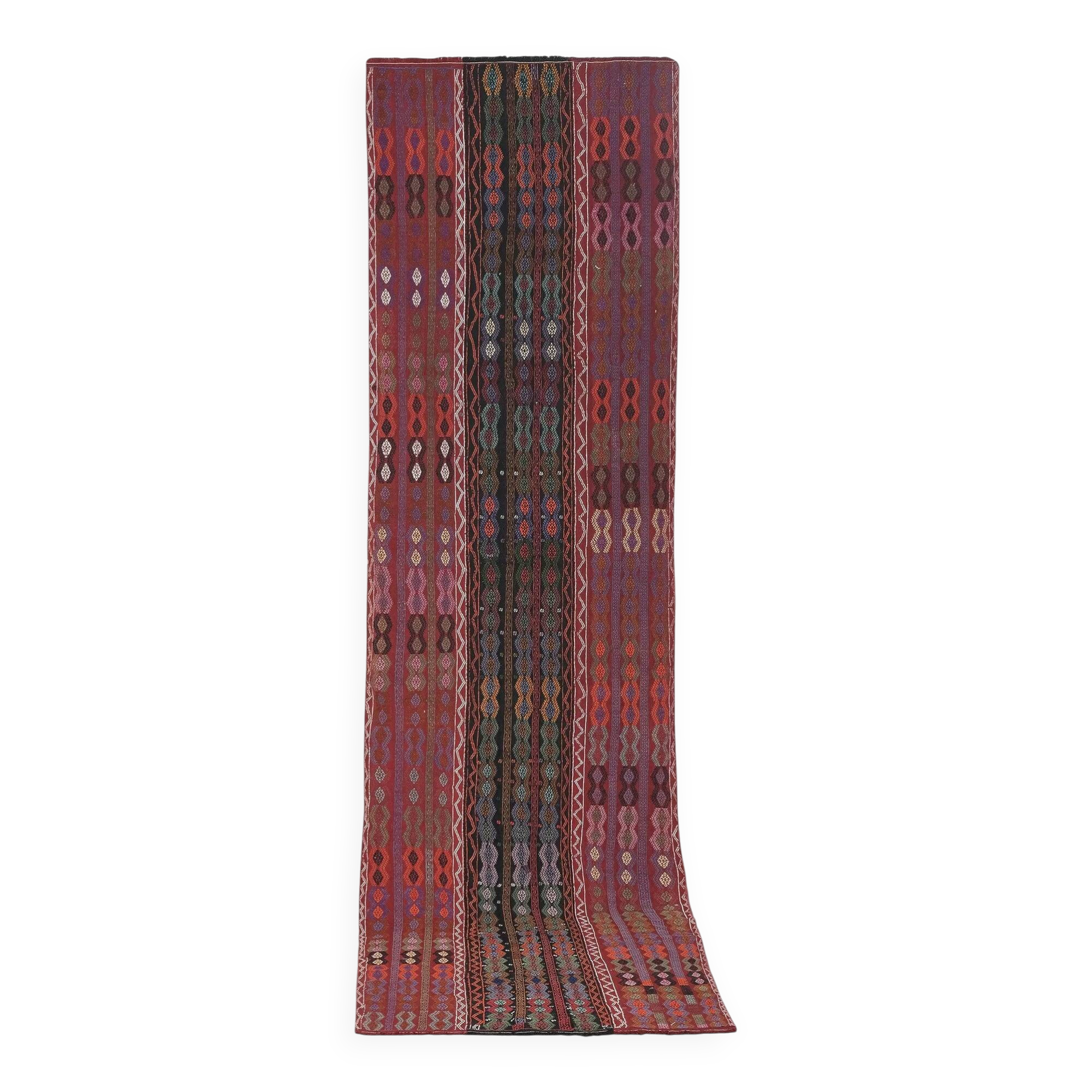 Vintage Turkish hallway rug 123x435 cm