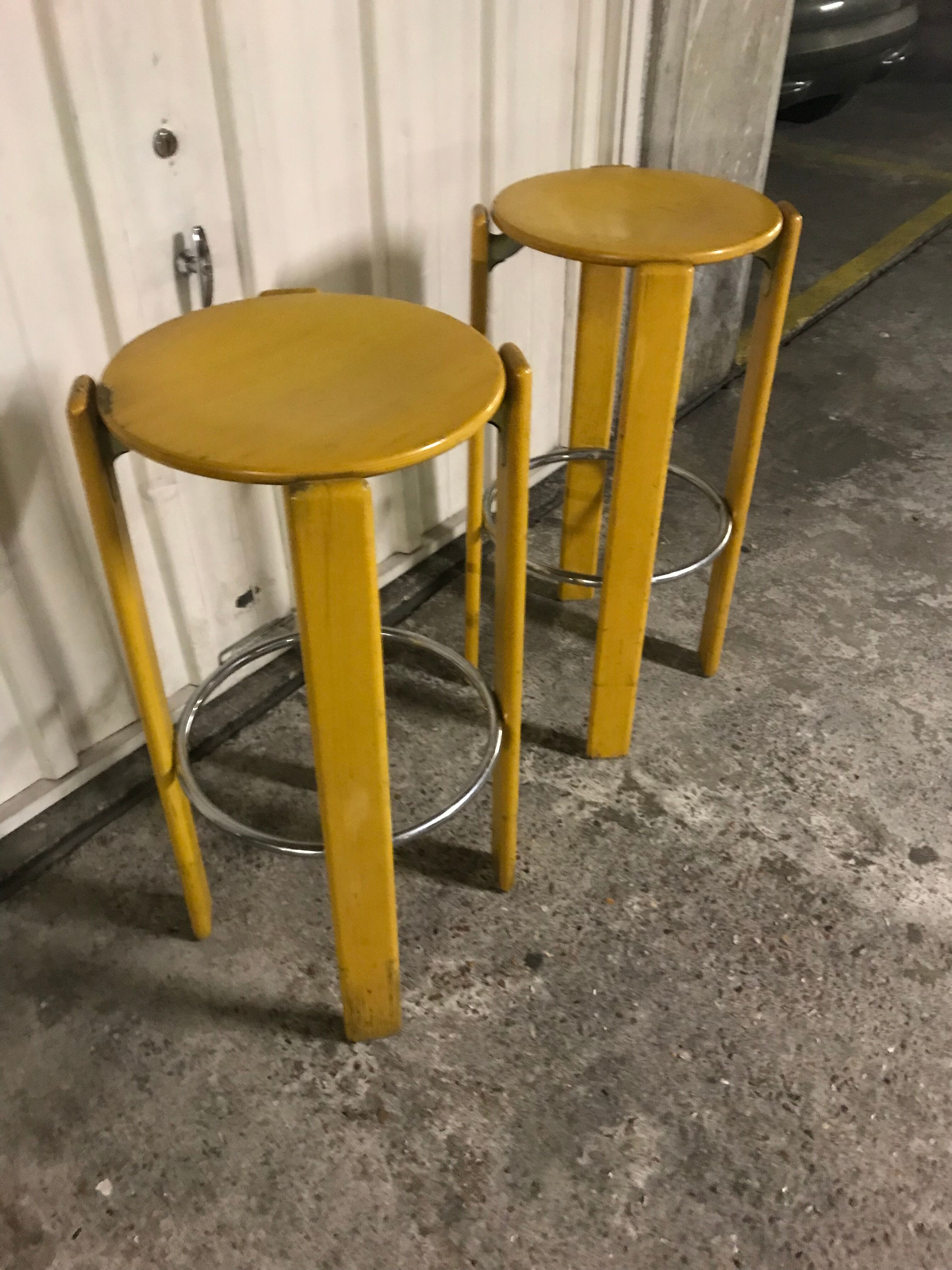 Pair of Bruno Rey bar stools