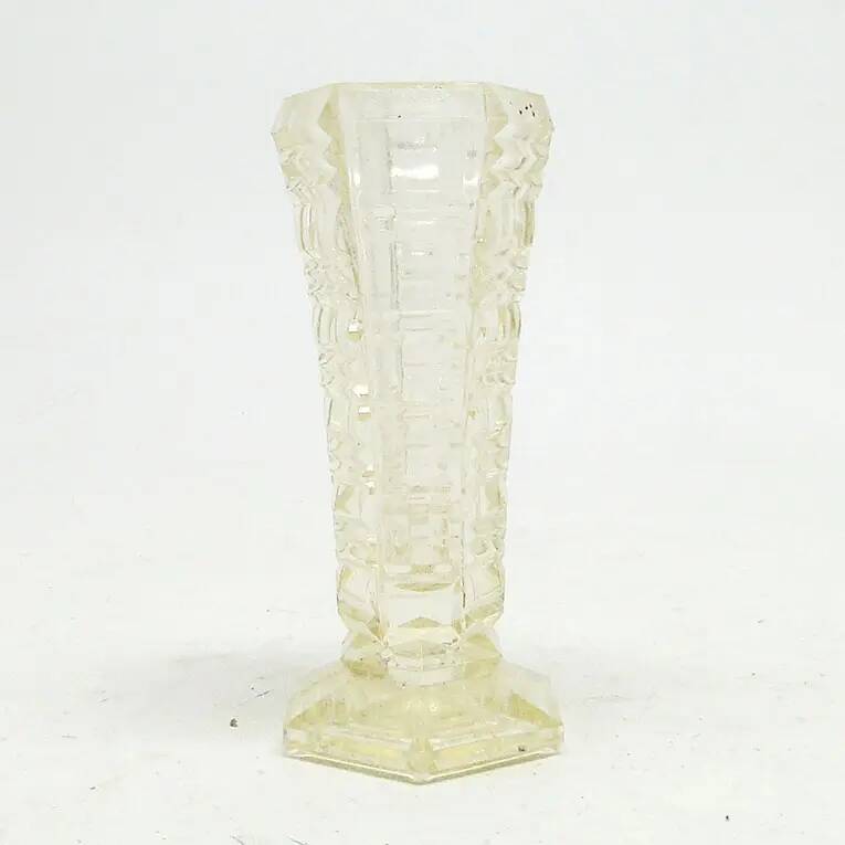 Miniature Art Deco vase, pressed glass, Czechoslovakia, 1930s