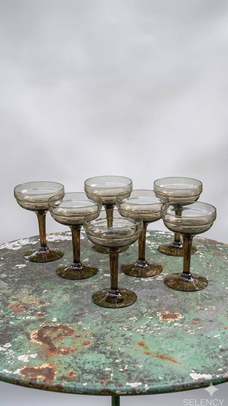 Vintage smoked glass coupes from the 1970s.