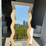 Zigzag rattan foot mirror H:182cm
