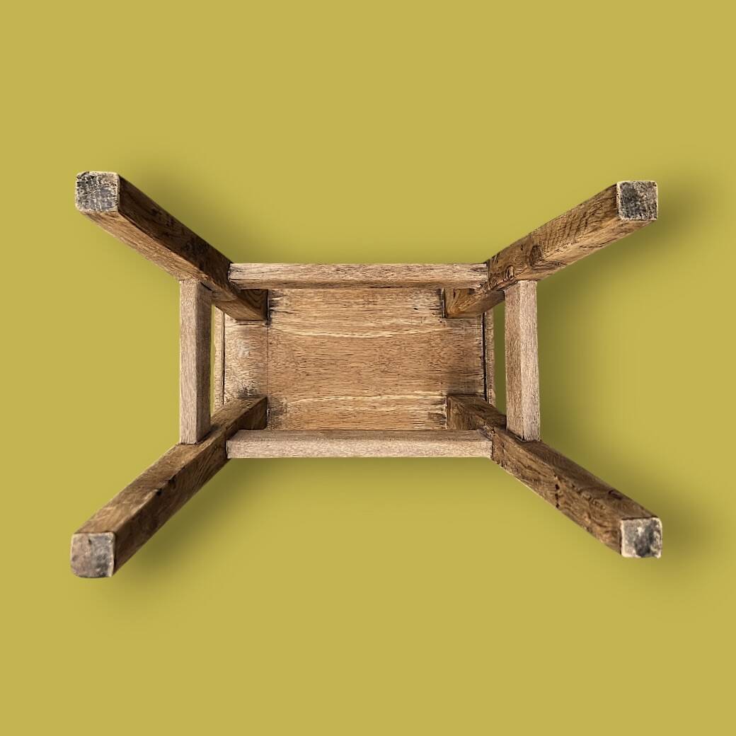 Rustic solid wood stool – brutalist spirit