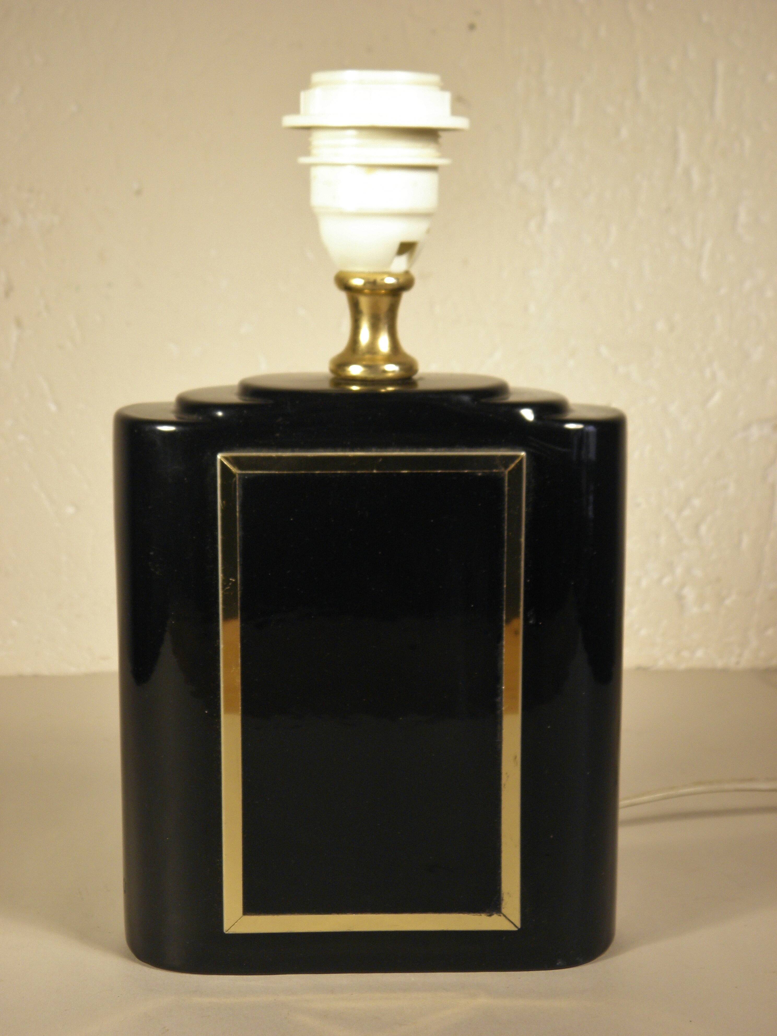 Lampe de table noir et or annees 70-80