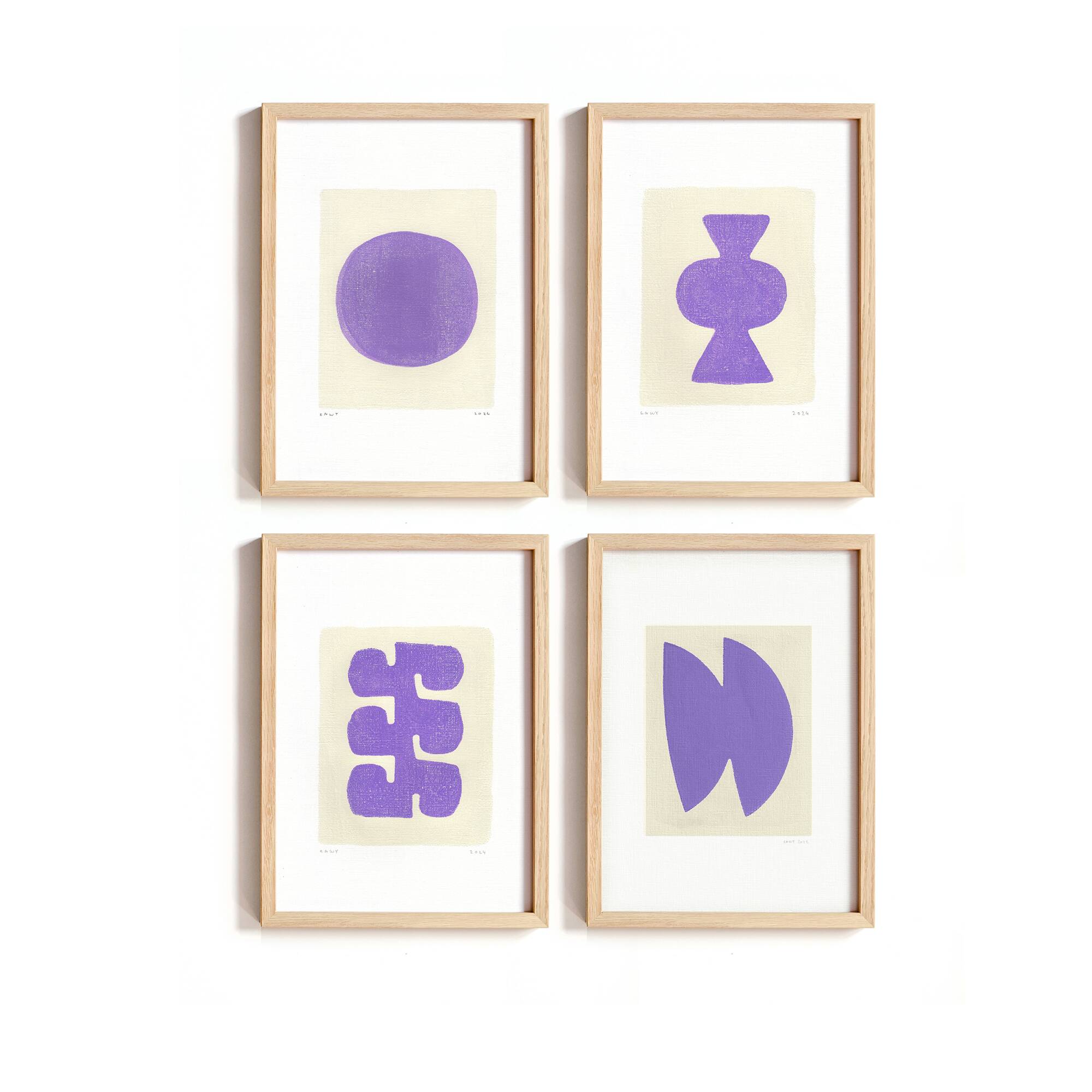 Collection of abstract paintings on paper signed eawy.