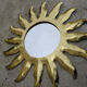 Vintage sun mirror in golden wood 60x60cm