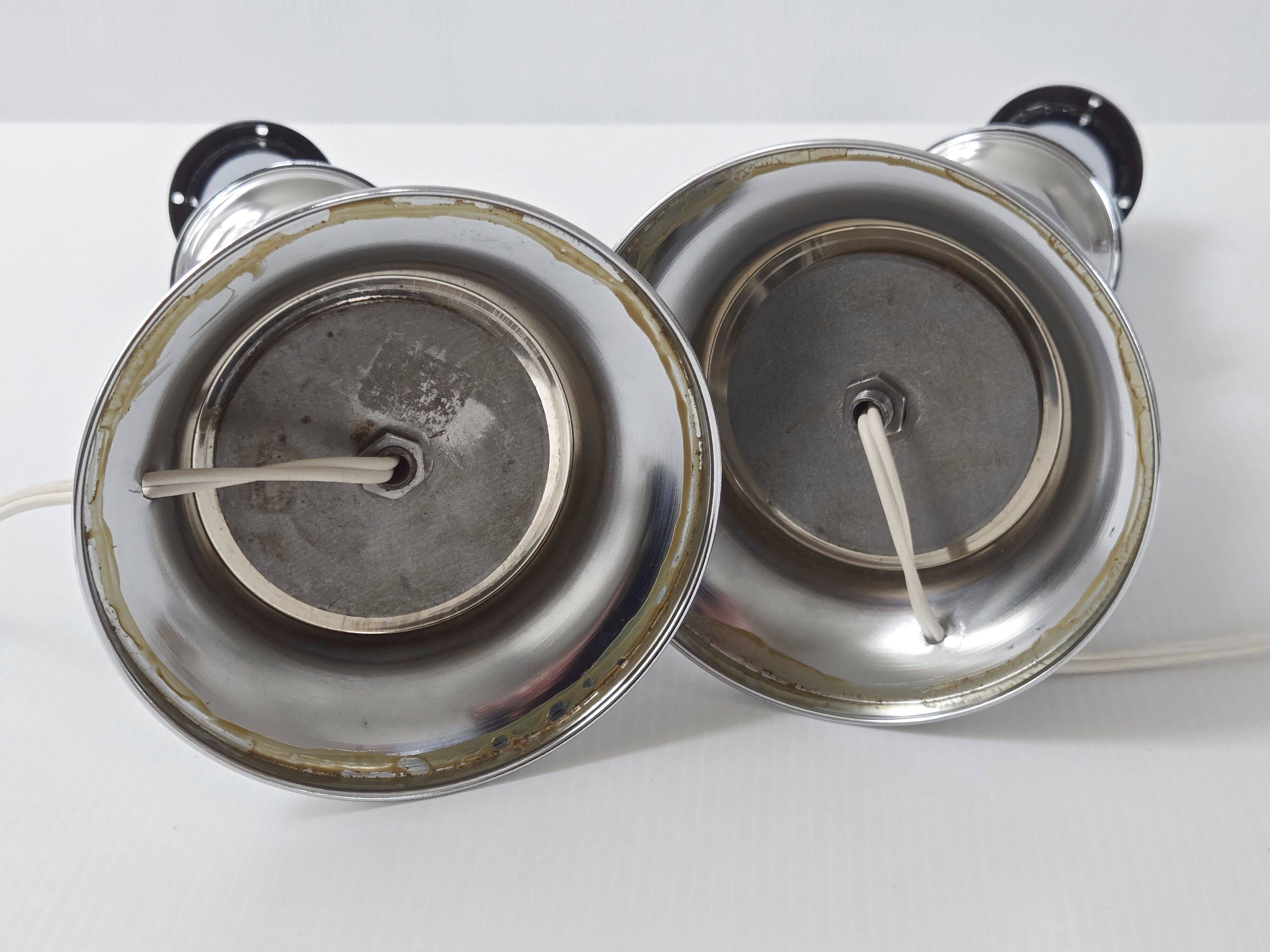 Pair of vintage marble & steel lamps 1970