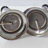 Paire de lampes vintage en marbre & acier 1970