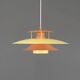 Vintage Danish metal pendant light in orange and yellow – 1970s