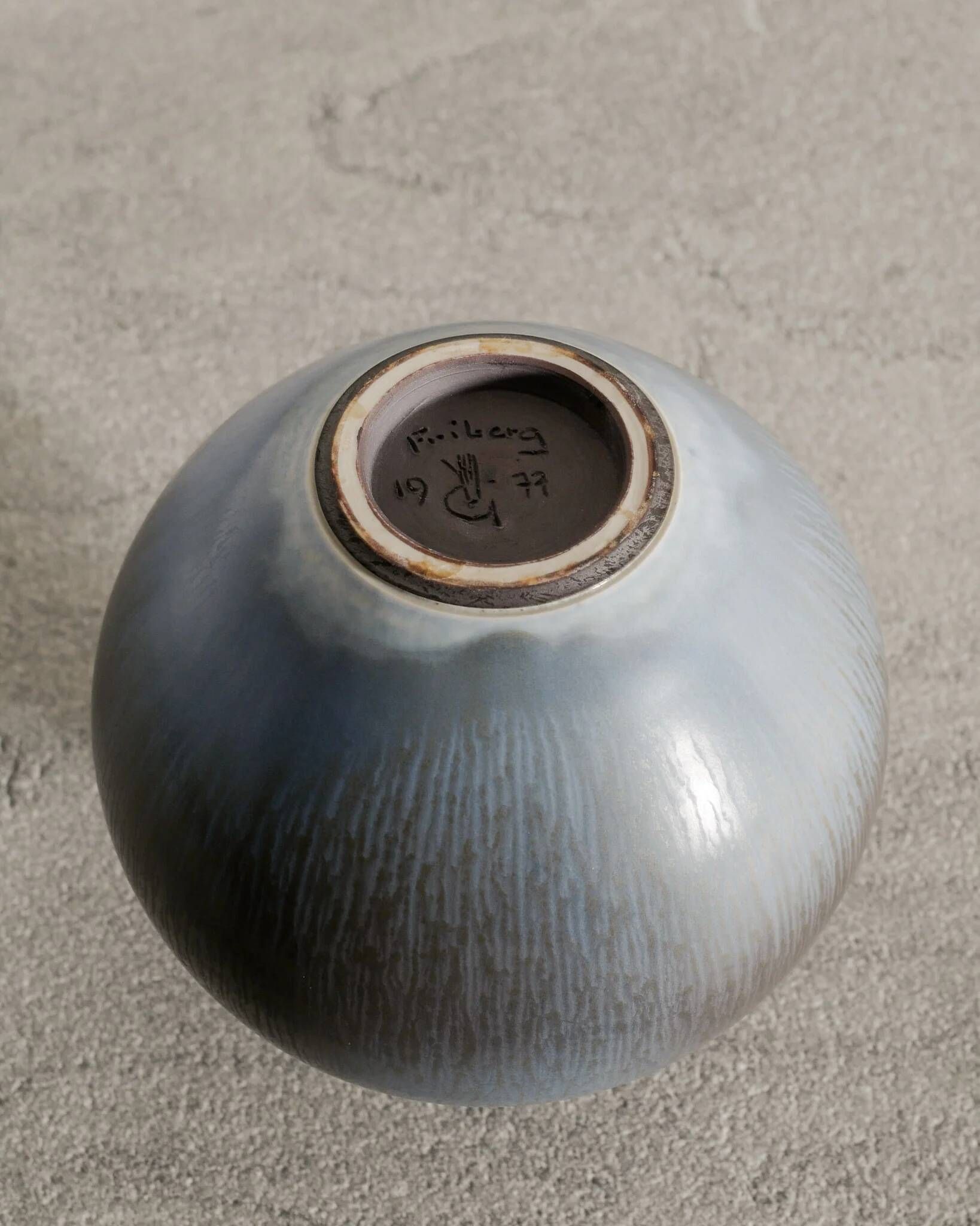 Vintage Swedish Mid Century Blue Vase by Berndt Friberg, 1970s