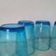 blue etched glass water/lemonade glass