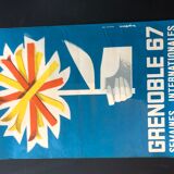 Rare poster grenoble 1967 snow programme olympic winter games autrans chamrousse saint nizier