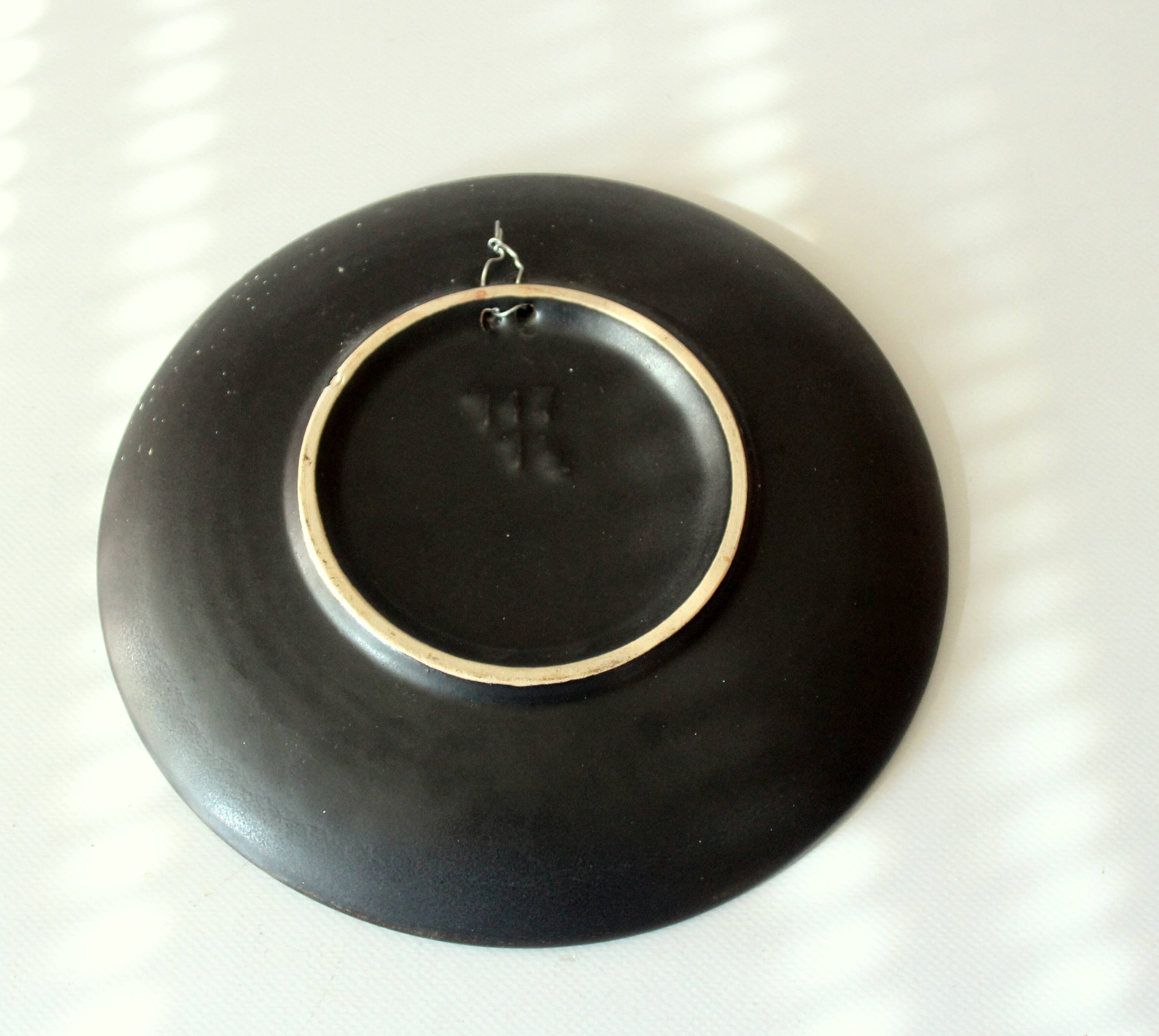 Ruscha ceramic wall plate, handmade in the 60s, Vintage