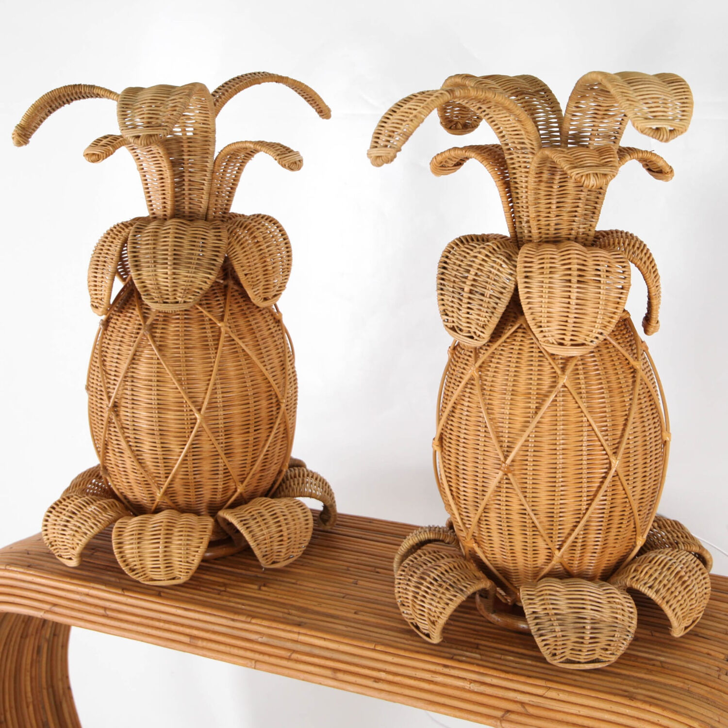 "Rattan 'pineapple' lamps"