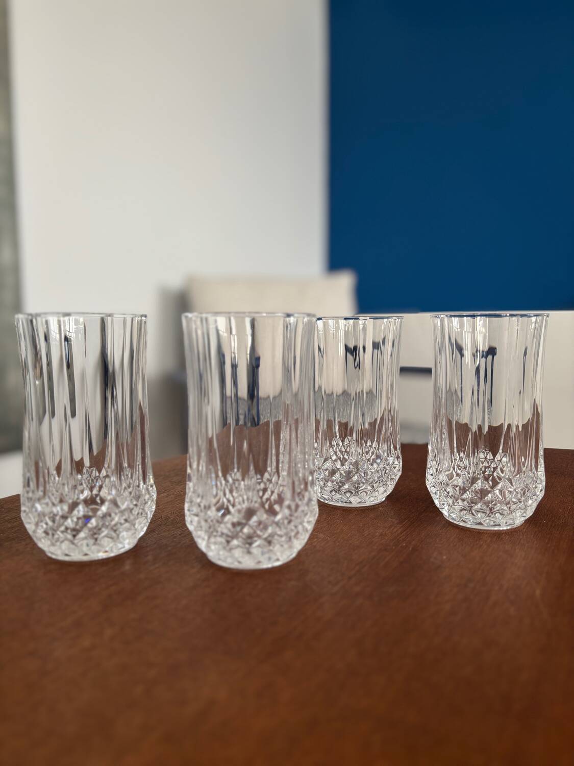 Set de 4 verres en cristal taillé | Verres à eau ou whisky vintage