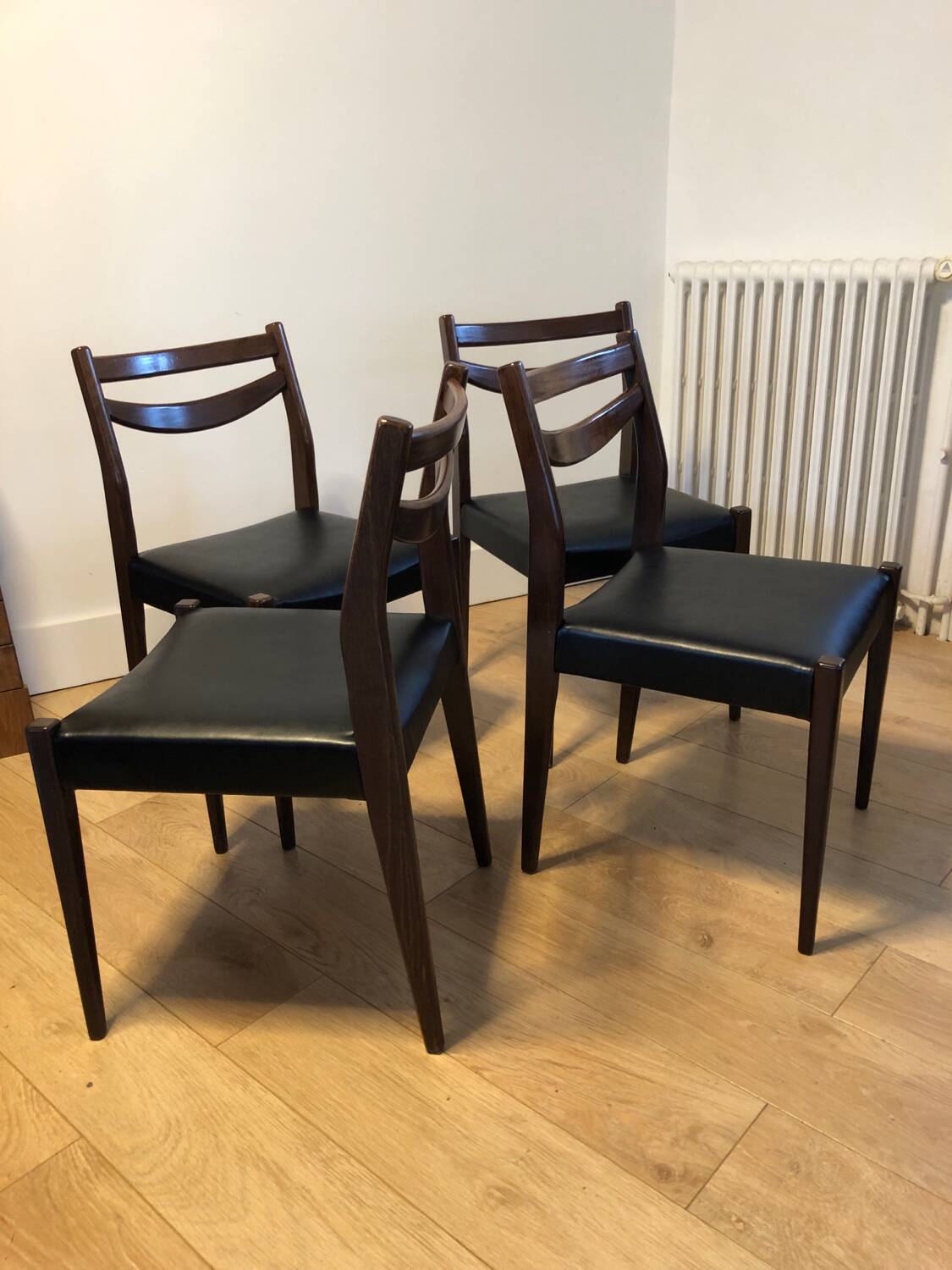 Series of 4 vintage Scandinavian style chairs
