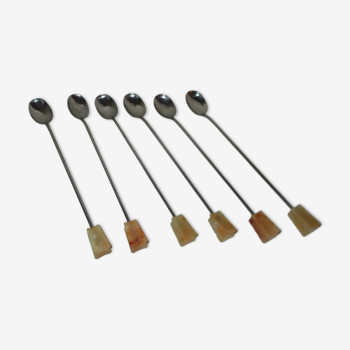 6 long cocktail spoons