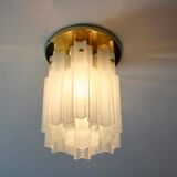 Brass ceiling light and frosted glass Glash-tte Limburg