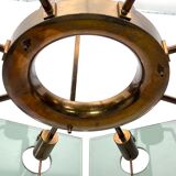 Gino Paroldo, modernist brass and smoked glass chandelier, Italy 1960s