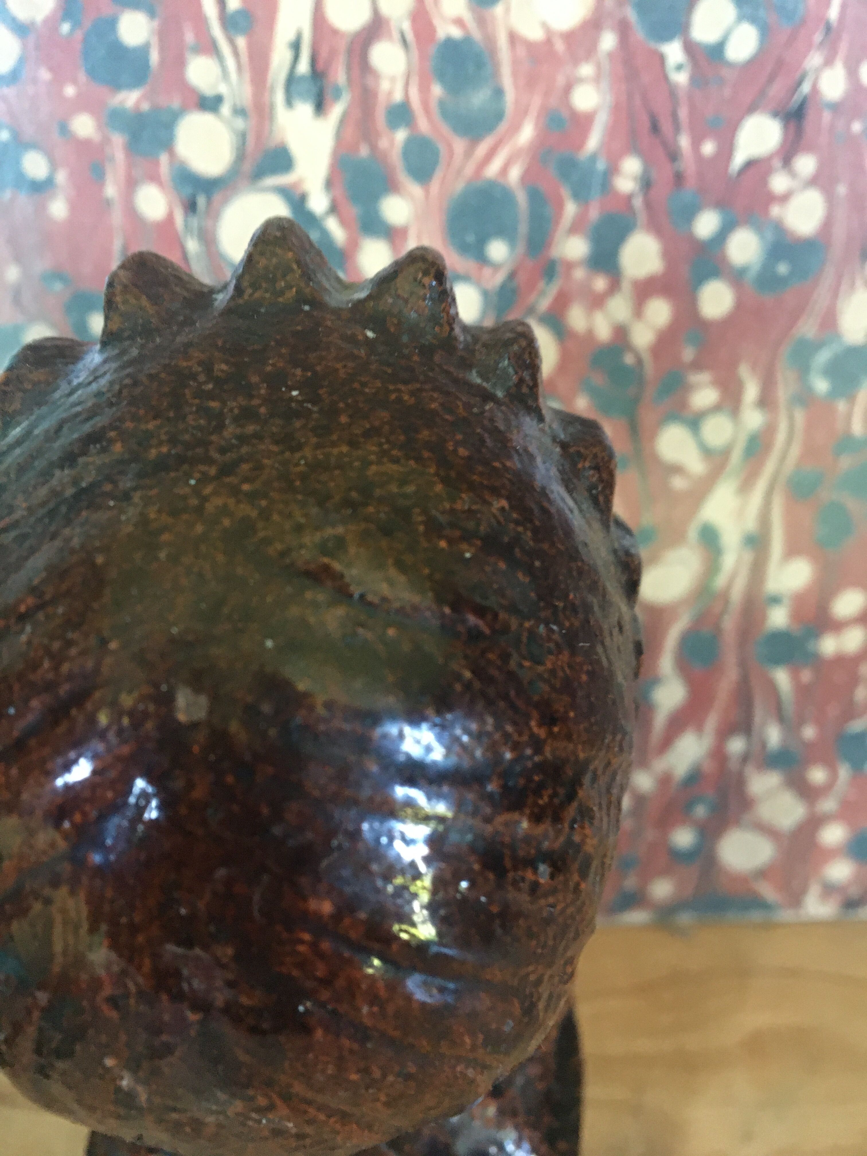 Glazed cast iron bust