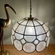 Vintage mother-of-pearl and brass lampshade pendant light