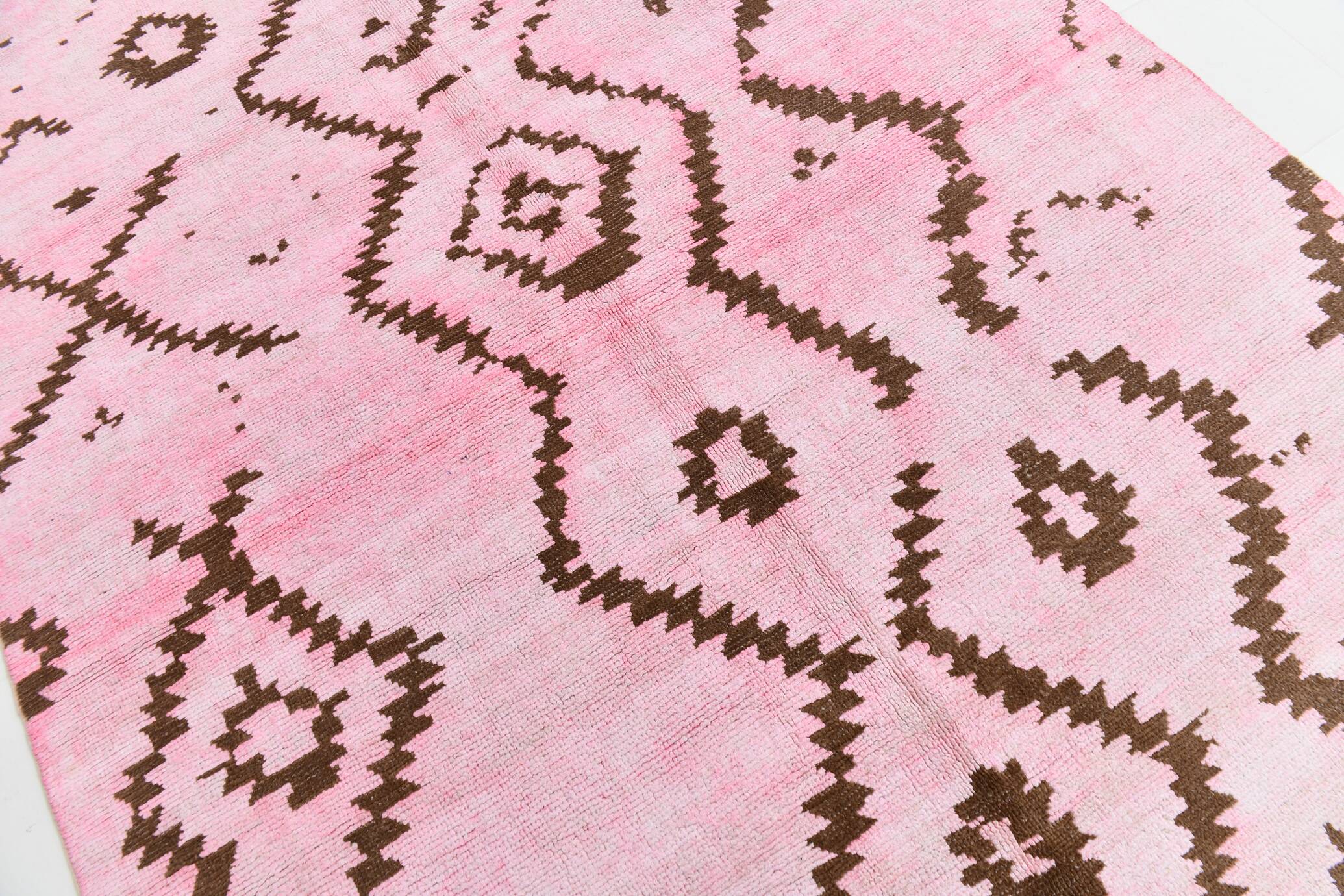7x10 Pink Brown Modern Kilim Rug, 208x300Cm