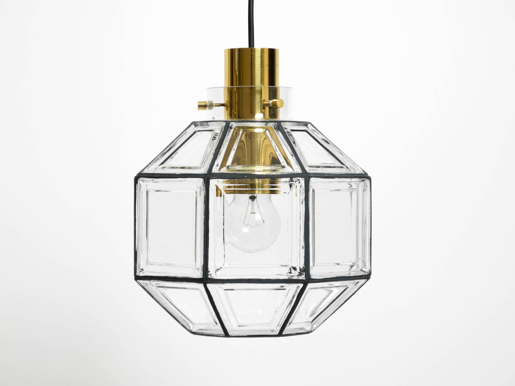 Beautiful rare original 60s  Limburg octagonal glass pendant lamp