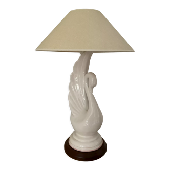 Lampe vintage cygne en céramique des années 70