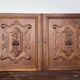 Pair of old carved wooden door panels Bas relief (oak)