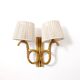Rattan wall lamp with 2 lights and rope lampshades, 1960-1970.