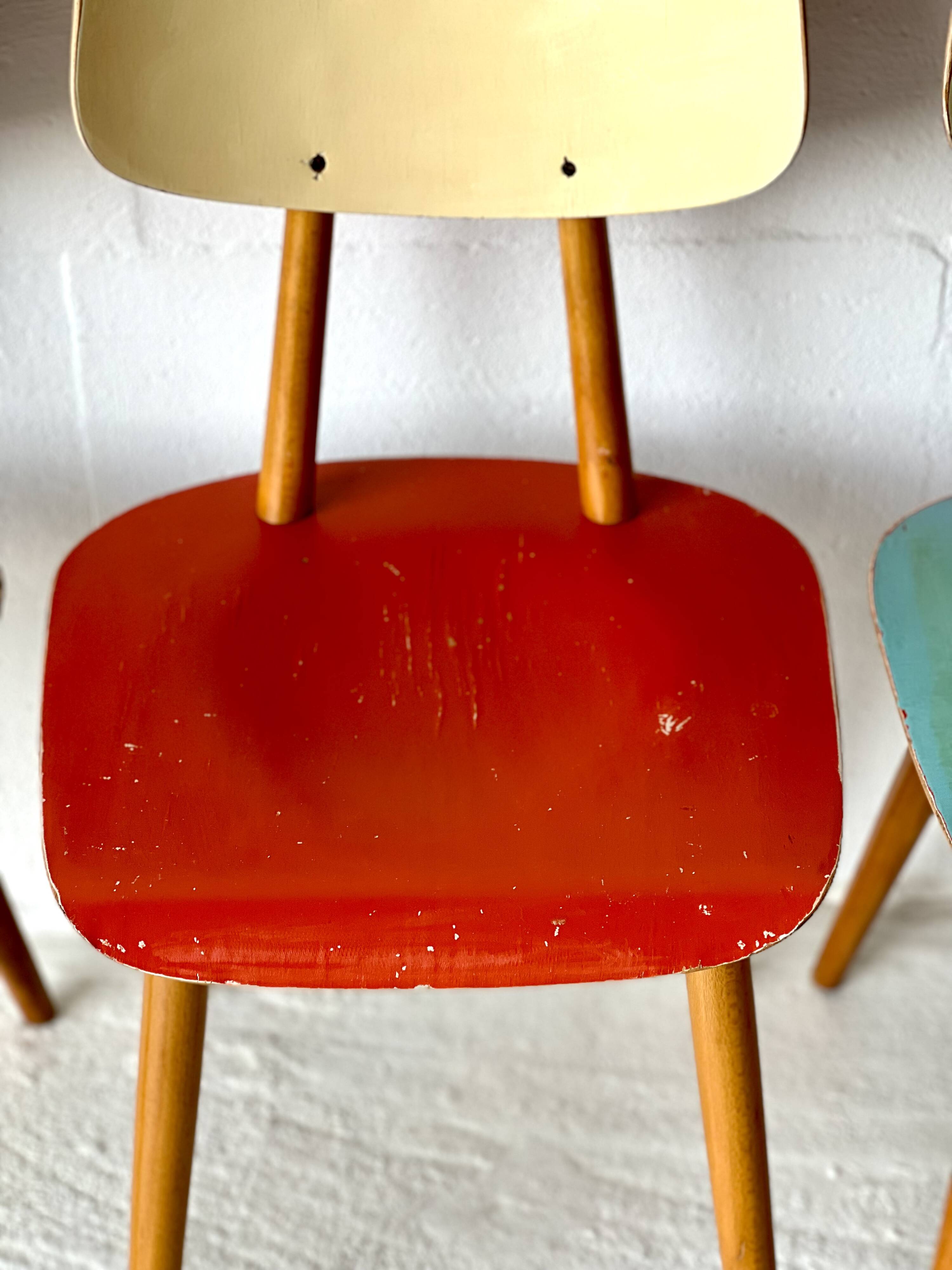 4 chaises Ton, 1960