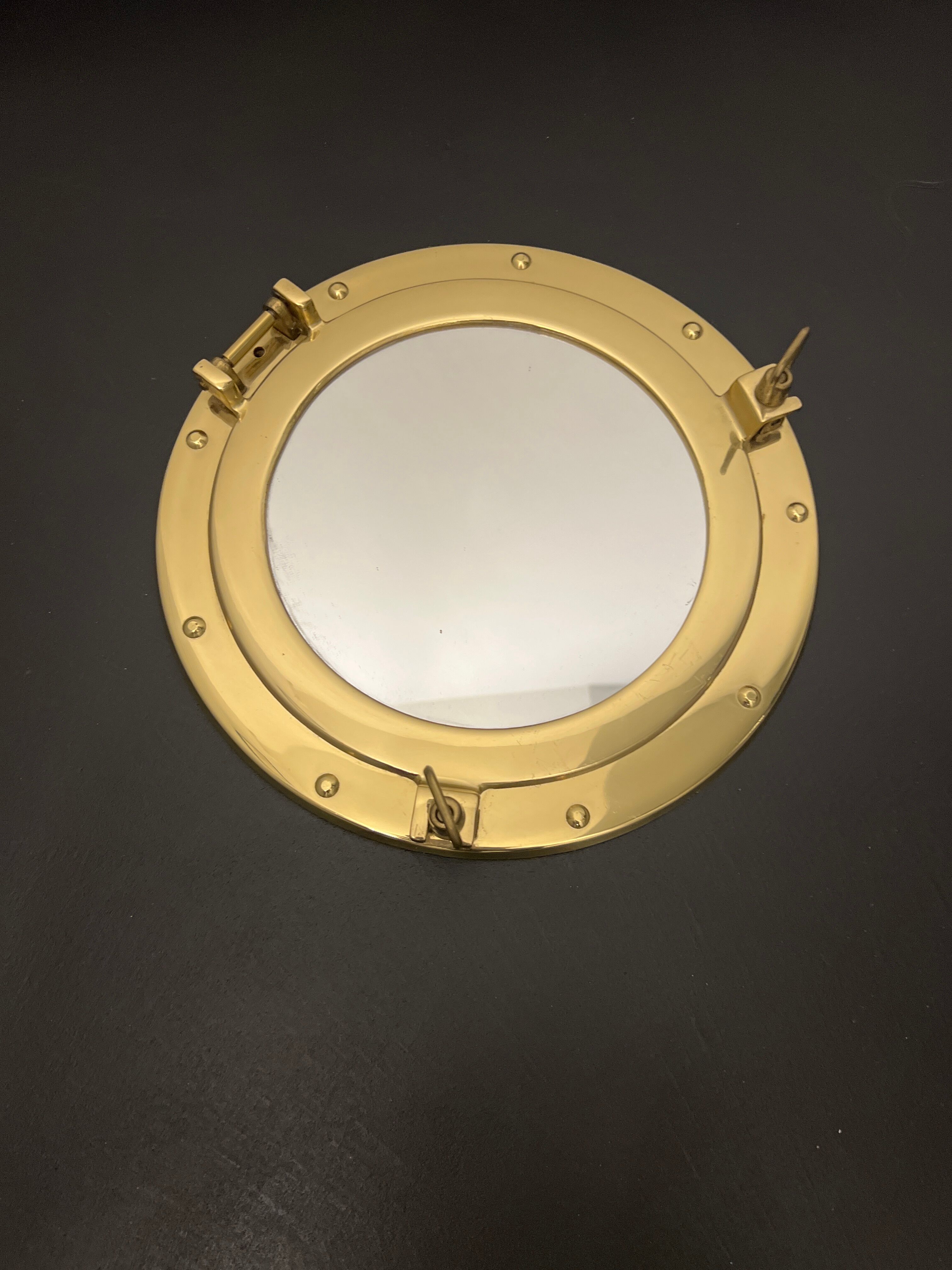 Brass porthole mirror, 30 cm