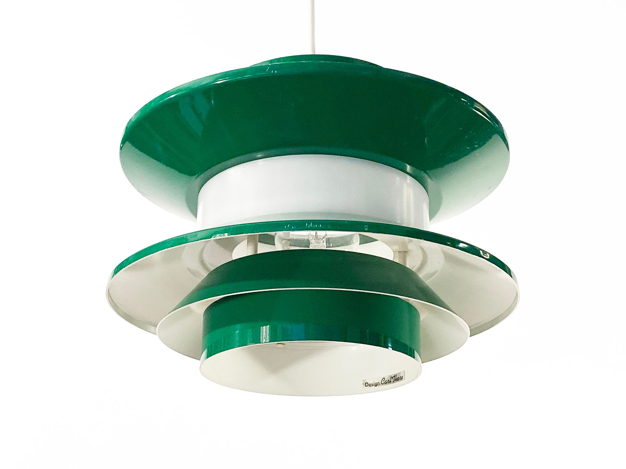 Pendant light "Trava" green version by Carl Thore for Granhaga Metallindustri. Sweden 1970s